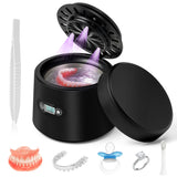 MALLMALL6 Ultrasonic Retainer Cleaner with UV & Air-Drying, 45kHz Portable Dental Retainer Machine with 3 Timing Modes, Dental Cleaning Pod for Dentures Mouth Guards Braces Aligner Jewelry