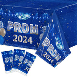 MALLMALL6 Prom 2024 Graduation Tablecloths - 3Pcs Table Cover for Graduates Congrats Grad Party Supplies Decors, Plastic Table Cloth Navy Blue Silver for Party Decorations, 108×54 inch