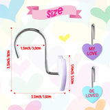 MALLMALL6 12Pcs Valentine's Day Heart Conversation Shower Curtain Hooks Metal Rustproof Love Heart Decorative Pendants with XOXO BE MINE Bathroom Bedroom Room Decor Accessories Stainless Curtain Rings