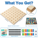 MALLMALL6 Magnetic Chess Game with 40Pcs Magnet Stones Puzzle Strategy Family Games for Kids & Adults, 2-in-1 Magnetic Chess Flying Checker Wooden Board Playset, Table Top Play for Travel Party