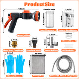 MALLMALL6 Dog Washing Hose Attachment with 100cc Soap Dispenser, 10-in-1 Spray Modes Foam Nozzle Sprayer with Metal 3-Way Shower Diverters & 6.6Ft Long Hose for Pet Bathroom Showering Indoor Outdoor