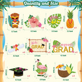 MALLMALL6 30Pcs Hawaii Graduation Party Swirl Decorations Hanging GRAD Swirl with Palm Leaves Pineapples Caps Flamingos, Ceiling Foil Streamers for Graduates Party Decor Supplies Accessories