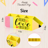 MALLMALL6 Teacher Appreciation Gifts Pencil Holder Pencil Shape Pen Holder for Teacher , Wooden Desktop Organizer Gifts with "TEACH Love INSPIRE" for Women Men School Office Classroom
