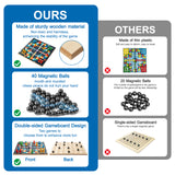 MALLMALL6 Magnetic Chess Game with 40Pcs Magnet Stones Puzzle Strategy Family Games for Kids & Adults, 2-in-1 Magnetic Chess Flying Checker Wooden Board Playset, Table Top Play for Travel Party