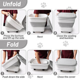 MALLMALL6 Dog Food Storage Container - Collapsible Pet Food Container with Spinner Wheels Scoop and Deodorant Box, Airtight Multifunctional 30L Storage Bin for Dog Cat Bird Animal Dry Meal Rice Flour