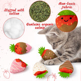 MALLMALL6 Catnip Toys for Cat - 5Pcs Strawberry Chocolate Crinkle Paper Sound Catmint Toy Gift for Indoor Kitten, Teething Chew Kick Interactive Kitty Supplies, Soft Candy Pet Present for Kitten Lover