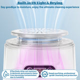 MALLMALL6 Ultrasonic Retainer Cleaner with UV & Air-Drying, 45kHz Portable Dental Retainer Machine with 3 Timing Modes, Dental Cleaning Pod for Dentures Mouth Guards Braces Aligner Jewelry