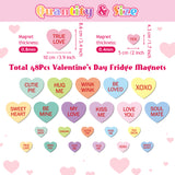 MALLMALL6 48Pcs Valentine's Day Fridge Magnets Unique Valentines Refrigerator Decor Sweet Heart Magnetic Sticker with XOXO for Valentine's Day Party Home Kitchen Office Locker Mailbox Supplies