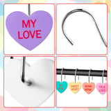 MALLMALL6 12Pcs Valentine's Day Heart Conversation Shower Curtain Hooks Metal Rustproof Love Heart Decorative Pendants with XOXO BE MINE Bathroom Bedroom Room Decor Accessories Stainless Curtain Rings