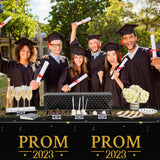 MALLMALL6 3 Pieces Prom 2023 Gold Party Tablecloths for Graduates Congrats Graduation Party Supplies Decorations Table cloth, Plastic Table Cover Black and Gold for Grad Party Decors, 86×51 inch