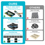 MALLMALL6 Magnetic Chess Game - 40Pcs Magnet Stones Foldable Rubber Chessboard with 12 Fun Bonus Cards Puzzle Strategy Family Travel Party Tabletop Games for Adults Kids