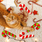 MALLMALL6 4Pcs Christmas Candy Cane Catnip Toys Gift for Cat, Indoor Cat Chew Bite Kick Plush Catmint Pet Toys Supplies for Cat Lover Xmas Gifts, Cute Interactive Cat Toy for Pet Presents