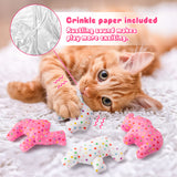 MALLMALL6 5Pcs Frosted Animal Cookie Catnip Crinkle Paper Sound Toys Gift for Cat, Catmint Teething Chew Kick Interactive Toy for Indoor Cats, Soft Plush Candy Pet Presents Supplies for Kitten Lover