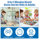 MALLMALL6 Magnetic Chess Game with 40Pcs Magnet Stones Puzzle Strategy Family Games for Kids & Adults, 2-in-1 Magnetic Chess Flying Checker Wooden Board Playset, Table Top Play for Travel Party