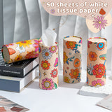 MALLMALL6 4 Pack Vintage Boho Car Tissue Holder with Facial Tissues Bulk, Tissue Tubes for Car, Mushroom Tissues Cylinder Travel Tissues Boxes for Car Cup Holder Round Container Bathroom Living Room