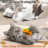 MALLMALL6 Catnip Toys for Cat - 5Pcs Halloween Pumpkin Jack O Lantern Catmint Interactive Cat Toy for Indoor Cats, Soft Plush Orange Cat Supplies, Kitten Teething Chew Toy Set, Pet Gifts for Cat Lover