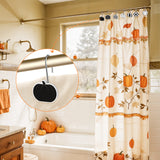MALLMALL6 Pumpkin Shower Curtain Hooks - 12Pcs Fall Decorative Hangers Metal Rustproof Bathroom Autumn Harvest Thanksgiving Decor Accessories with Black & White Polka Wavy Stainless Curtains Rings
