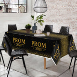 MALLMALL6 3 Pieces Prom 2023 Gold Party Tablecloths for Graduates Congrats Graduation Party Supplies Decorations Table cloth, Plastic Table Cover Black and Gold for Grad Party Decors, 86×51 inch