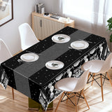 MALLMALL6 Prom 2024 Graduation Tablecloths - 3Pcs Table Cover for Graduates Congrats Grad Party Supplies Decors, Plastic Table Cloth Black and Silver for Party Decorations, 108×54 inch