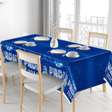 MALLMALL6 Prom 2024 Graduation Tablecloths - 3Pcs Table Cover for Graduates Congrats Grad Party Supplies Decors, Plastic Table Cloth Navy Blue Silver for Party Decorations, 108×54 inch