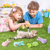 MALLMALL6 5Pcs Easter Bunny Catnip Toys Gift for Cat Lover, Colorful Rabbit with Carrot Pattern Catmint Interactive Toy for Indoor Cats, Soft Plush Pet Presents Supplies, Kitten Teething Chew Kick Set