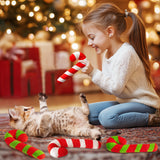 MALLMALL6 4Pcs Christmas Candy Cane Catnip Toys Gift for Cat, Indoor Cat Chew Bite Kick Plush Catmint Pet Toys Supplies for Cat Lover Xmas Gifts, Cute Interactive Cat Toy for Pet Presents