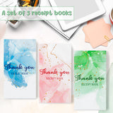 MALLMALL6 3Pcs Thank You Receipt Book Set for Small Businesses, Carbonless Books in 2 Part Duplicate Invoices Sales Orders Purchase Orders Watercolor Cover White Yellow 50 Sets 100 Sheets Per Book