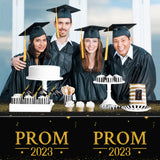 MALLMALL6 3 Pieces Prom 2023 Gold Party Tablecloths for Graduates Congrats Graduation Party Supplies Decorations Table cloth, Plastic Table Cover Black and Gold for Grad Party Decors, 86×51 inch