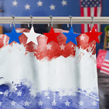 MALLMALL6 12Pcs Stars Shower Curtain Hooks, Metal Rustproof Stainless Curtain Rings Decorative Pendants with Red White Blue Stars for Bathroom Bedroom Living Room Decor Accessories