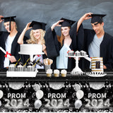 MALLMALL6 Prom 2024 Graduation Tablecloths - 3Pcs Table Cover for Graduates Congrats Grad Party Supplies Decors, Plastic Table Cloth Black and Silver for Party Decorations, 108×54 inch