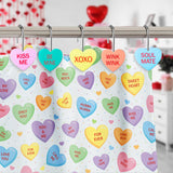 MALLMALL6 12Pcs Valentine's Day Heart Conversation Shower Curtain Hooks Metal Rustproof Love Heart Decorative Pendants with XOXO BE MINE Bathroom Bedroom Room Decor Accessories Stainless Curtain Rings