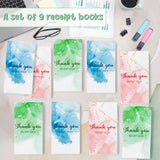 MALLMALL6 9Pcs Thank You Receipt Book Set for Small Businesses, Carbonless Books in 2 Part Duplicate Invoices Sales Orders Purchase Orders Watercolor Cover White Yellow 50 Sets 100 Sheets Per Book