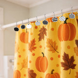 MALLMALL6 Pumpkin Shower Curtain Hooks - 12Pcs Fall Decorative Hangers Metal Rustproof Bathroom Autumn Harvest Thanksgiving Decor Accessories with Black & White Polka Wavy Stainless Curtains Rings
