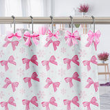 MALLMALL6 12Pcs Pink Bow Knot Shower Curtain Hooks Decorative Coquette Bowknot Metal Rustproof Pendants Bathroom Bedroom Baby Living Room Nursery Art Decor Accessories Stainless Curtains Rings