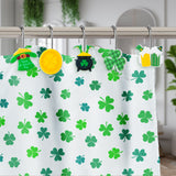 MALLMALL6 12Pcs St Patrick's Day Shower Curtain Hooks, Metal Rustproof Stainless Curtain Rings Decorative Pendants with Shamrock Coin Leprechauns Hat for Irish Bathroom Bedroom Room Decor Accessories
