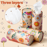 MALLMALL6 4 Pack Vintage Boho Car Tissue Holder with Facial Tissues Bulk, Tissue Tubes for Car, Mushroom Tissues Cylinder Travel Tissues Boxes for Car Cup Holder Round Container Bathroom Living Room