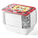 MALLMALL6 36Pcs Christmas Tin Foil Containers with Lids Covers for Cookie Exchange & Goody Party Leftovers in 6 Xmas Holiday Designs Santa Gift Aluminum Food Storage Pans 6.3"W X 4.3"L X 2.2"