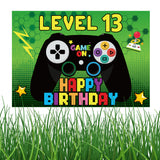 MALLMALL6 Video Game 13th Happy Birthday Yard Sign Level 13 Waterproof Outdoor Decor Joypad Controller Shape Signs with Metal Stakes Party Supplies Garden Lawn Rectangular Decorations for Kids Boy