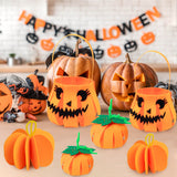 MALLMALL6 Pumpkin 6Pcs 3D Felt Halloween Craft Kit Trick or Treat Hollow-Out Basket Self-adhesive Handwork Pumpkin Ball with Spoof Face DIY Decors Set Party Supplies for Home Dining Room Decorations