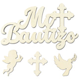 MALLMALL6 Mi Bautizo Wooden Sign for Baby Shower Door Hanging Decorations with Cross Angel Dove Baptism and Boy or Girl Gender Reveal Party Supplies, Hand Held Photo Props Wood Ornament for Birthday