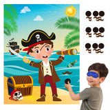 MALLMALL6 Pirate Stickers Party Games for Kids Pin The Eye Patch and Mustache On The Pirates Poster Birthday Party Favors Pin Game Include Blindfold Sticker Caribbean Pirate Party Supplies Decoration