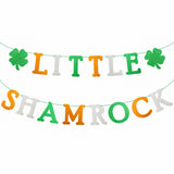 MALLMALL6 LITTLE SHAMROCK Banner St. Patrick's Day Baby Shower Birthday Saint Patty's Day Gender Reveal Newborn Party Decorations for Boys Girls Pre-Strung Glittery Sign for Room Fireplace Outdoor