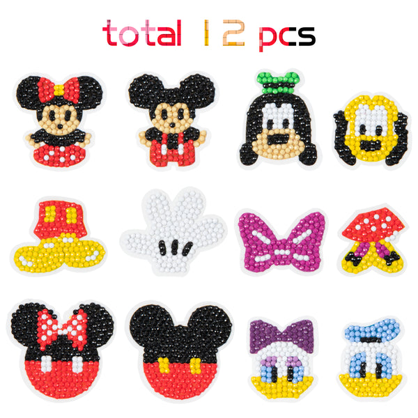 MALLMALL6 Mickey Minnie Diamond Painting Stickers Kits for Kids Paint with Diamonds by Number Kit DIY Art Crafts Supplies Rhinestone Mosaic Sticker Handmade Gifts Donald Daisy Goofy Pluto Sticker