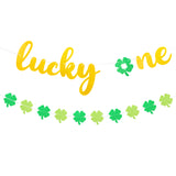 MALLMALL6 Lucky One Banner 1st Birthday Banners St. Patrick's Day Party Decoration Saint Patty's Day 1 Year Old Baby Shower Pre-Strung Glittery Sign Shamrock Clover Garland for Boy Girl Outdoor Indoor