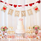 MALLMALL6 LOVE Burlap Banner Valentine's Day Banner with 2Pcs Felt Heart Garland No DIY Valentines Decorations Wedding Anniversary Engagement Bridal Baby Shower Party Favors for Home Room Fireplace