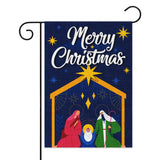 MALLMALL6 Merry Christmas Holy Nativity Garden Flag Burlap Xmas Jesus Virgin Mary Double Sided Linen Flags Baby Shower Party Decoration for Home Outdoor Yard Lawn Farmhouse 18.2x12.2 Inch