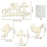 MALLMALL6 Mi Bautizo Wooden Sign for Baby Shower Door Hanging Decorations with Cross Angel Dove Baptism and Boy or Girl Gender Reveal Party Supplies, Hand Held Photo Props Wood Ornament for Birthday