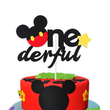 MALLMALL6 Mouse Inspired One Birthday Cake Topper, Onederful First Birthday Cake Topper Party Cake Decoration Supplies for Boys and Girls