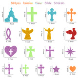 MALLMALL6 500pcs Christian Glitter Stickers FoamSelf-Adhesive Bible Multi-Colour Art Craft Project Assorted Glittery Sticky Embellishments for Kids School Classroom Activity Home Party Decoration