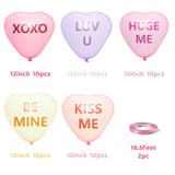 MALLMALL6 52Pcs Valentine's Day Balloons Candy Color Heart XOXO LUV U BE Mine KISS ME Sweet Banner Garland Decorations Proposal Show Love Anniversary Wedding Party Valentines Supplies